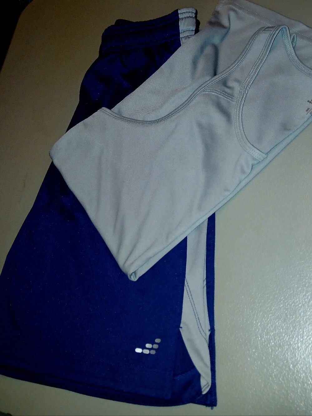 Bcg Activewear 2 Piece Bundle Blue Athletic Shorts with Light Gray Tank Top